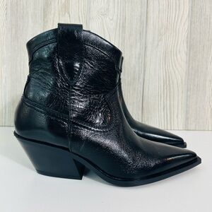 NEW! MASSIMO DUTTI Western Cowboy Boots Ankle Size 35 Black